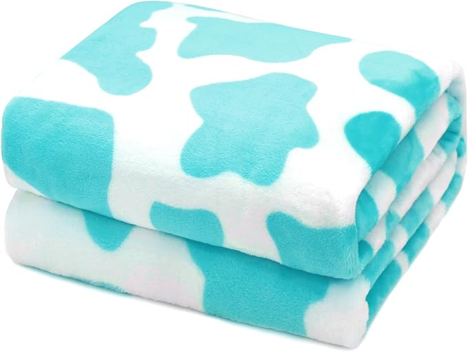 Blue Throw Blanket Gift for Women, Fleece Soft Fluffy Blanket for Couch Bed Sofa, Cozy Warm Lightweight Blue Blanket, Light Blue & Royal Blue Home Decor, Birthday for Women