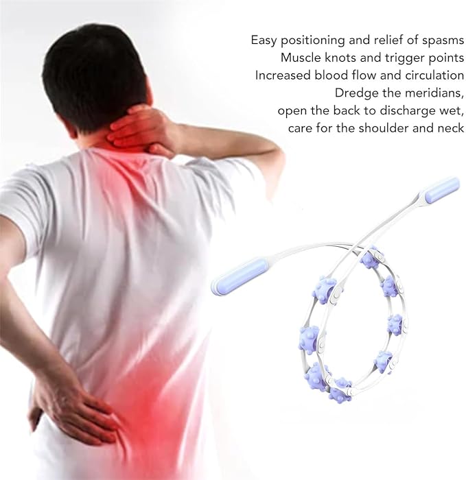 Back Massage Roller Rope, Manual Balll Pull Back Strap with 8 Rollers, Handheld Cellulite Self Massage Tool for Body Shaping, Leg Muscle Relief (Pink)