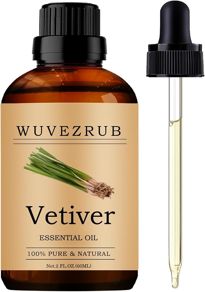 Vetiver Essential Oils 60ML, Pure Vetiver Essential Oil for Aromatherapy Diffuser - 2 Fl Oz