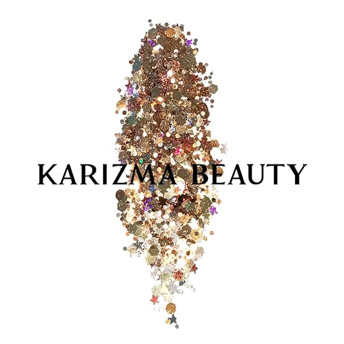 KARIZMA Rose Gold Glitter. 10g Chunky Face Hair Eye and Body Sparkles for Women. Rave Festival Accessories, Cosmetic Makeup. Loose Glitz Set