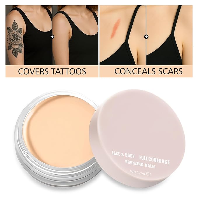 Erinde Full Coverage Tattoo Cover Up Makeup Waterproof, Under Eye Concealer for Dark Circles, Color Corrector, Long-Lasting Cream Concealer for Tattoos Scars & Face Blemishes Redness, 04 Nougatine