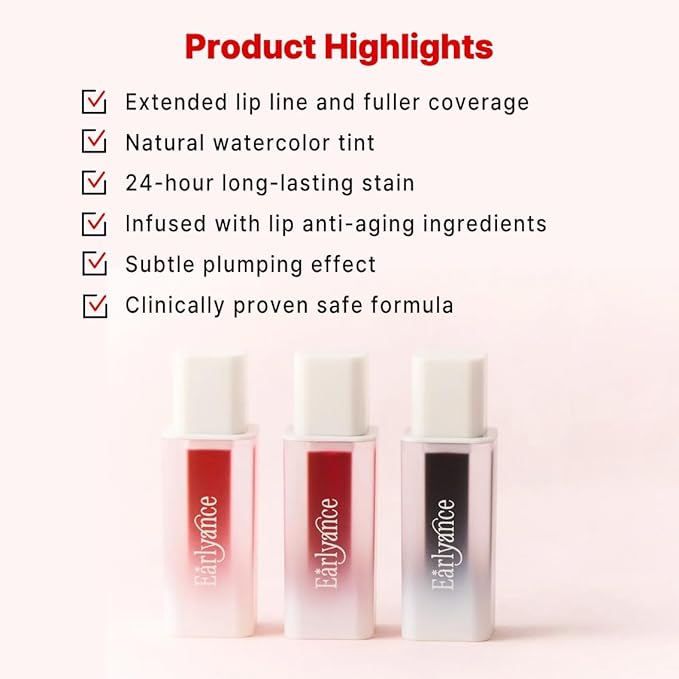 Peel Off Waterproof Lip Tattoo 6g - 24h Long Lasting Korean Lip Stain, Transfer Proof Matte Blush Red with plumping effect (Blush Red)