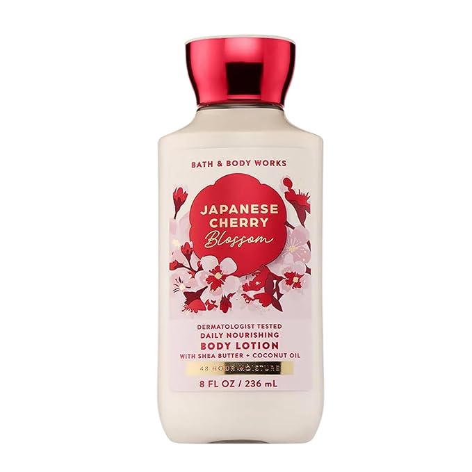 Bath & Body Works Japanese Cherry Blossom Body Lotion, Lightweight Daily Moisturizer with Shea Butter & Coconut Oil, Iconic Floral Scent, 8 fl oz - 1 Pack