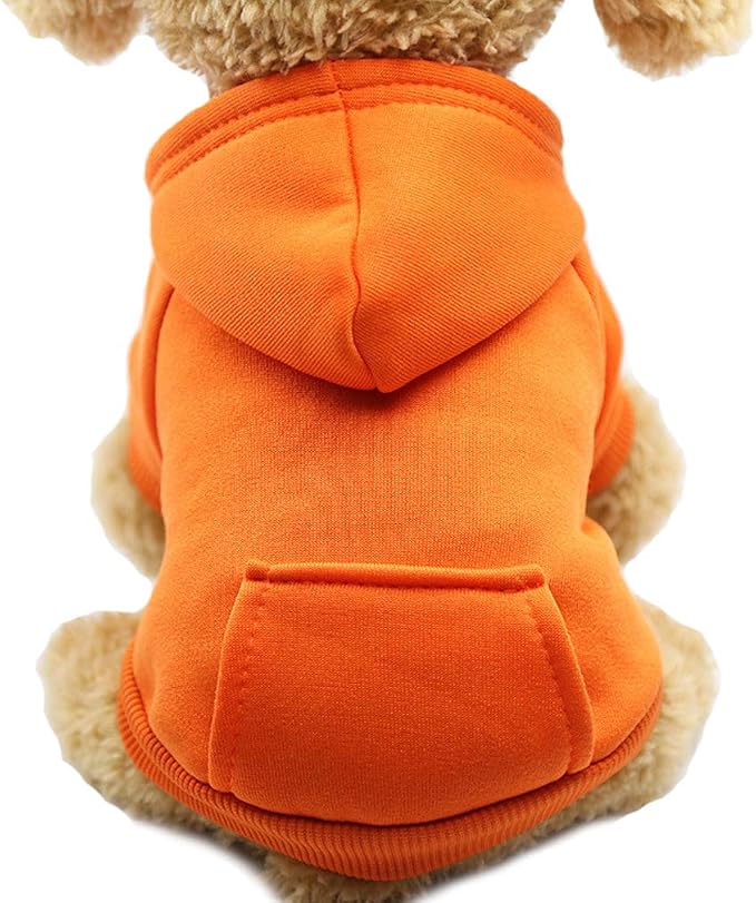 Soft Dog Hoodies for Small Dogs, Warm Fleece Puppy Clothes with Pocket | Jecikelon cold weather coat, cute puppy costume, breathable sweatshirt for dogs girl & boy, machine washable, easy on & off