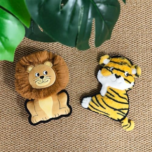 9.45 Inch Yellow Lion Squeaky Plush Dog Toy, Durable Chew Toy for Puppy Teething, Interactive Fetch Toy for Small Medium Large Dogs