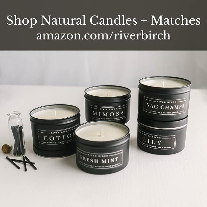 River Birch Candles Sea Salt + Citrus Scented Candle | Premium, All-Natural, Non-Toxic, Soy Candles | 8 oz. Black Matte Tin Travel Candle | Cozy Relaxing Gifts for Home