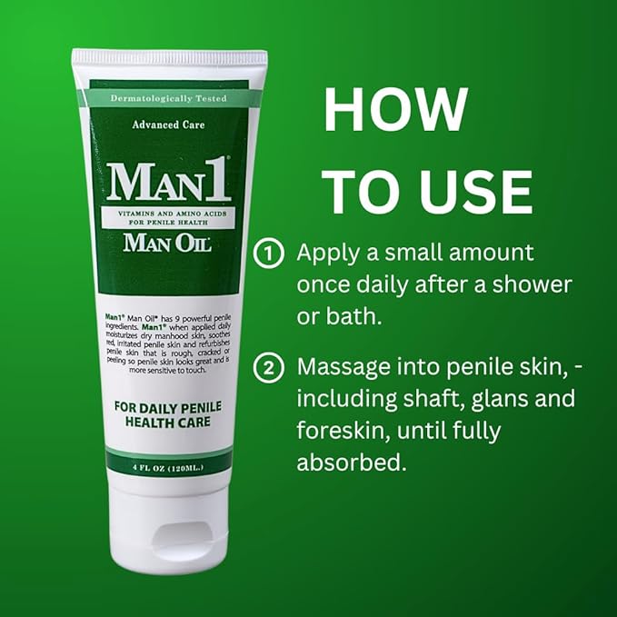 Man1 Man Oil Penile Health Cream - Advanced Care, treat dry, red, cracked, discolored, irritated or peeling male skin