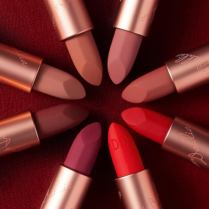 DEARDAHLIA Lip Paradise Effortless Matte Lipstick (Amber) - Vegan Silky Matte Lipstick with Wightness, Long-Lasting and High-Pigment Color, Dahlia Petal-Shaped Tip for Easy Use. 0.11 oz