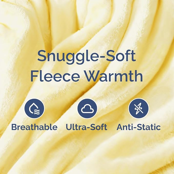 Fleece Blanket Cal King Size - Ultra-Soft Flannel Fleece Blanket - Yellow | Soft, Warm, Outdoor Picnic Blanket for Camping, Travel, Lightweight, Cozy, Anti-Static, Home Decor Gifts for Men & Women