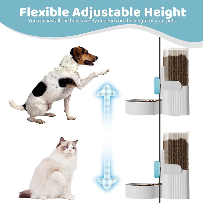 Hanging Cage Auto Pet Food Bowl Water Bottle Dispenser, 1L, Blue | Auto Gravity Pet Feeder and Waterer Set, Kennel Feeding Station, Crate Feeder Dish, For Rabbit Puppy Cats Ferret