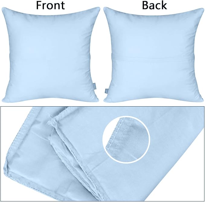 4-Pack 100% Cotton Comfortable Solid Decorative Throw Pillow Case,Thmyo Square Cushion Cover Pillowcase Sublimation Blank Pillow Covers DIY Throw Pillowcase for Sofa(24x24 inch/ 60x60cm,Light Blue)