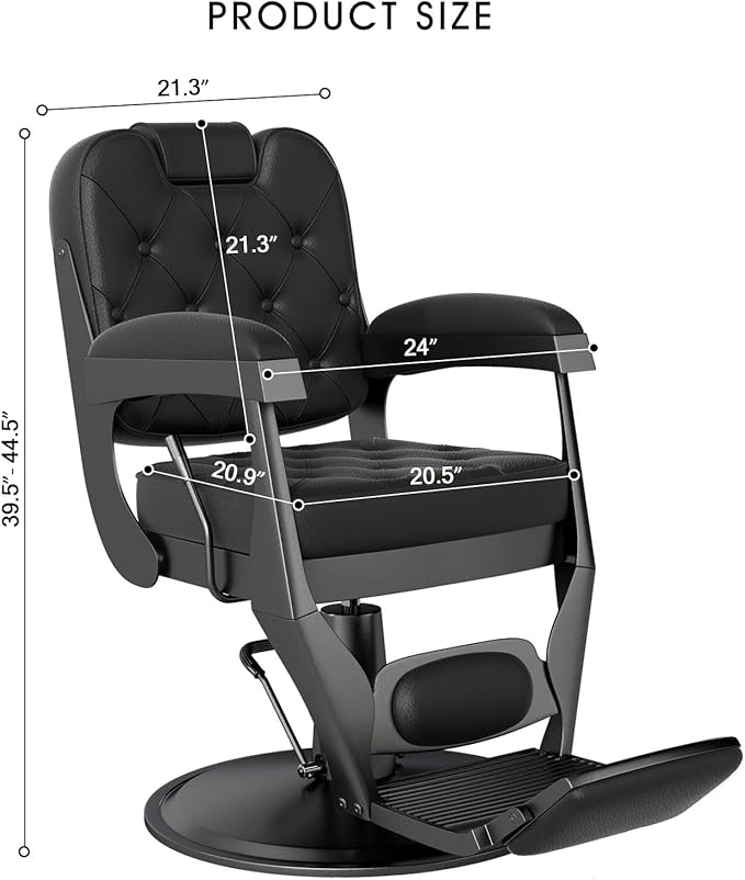 Artist hand Barber Chair, Retro Reclining Salon Chair, Barber Chairs for Barbershop, All-Purpose Vintage Chairs with Heavy-Duty Frame, Headrest