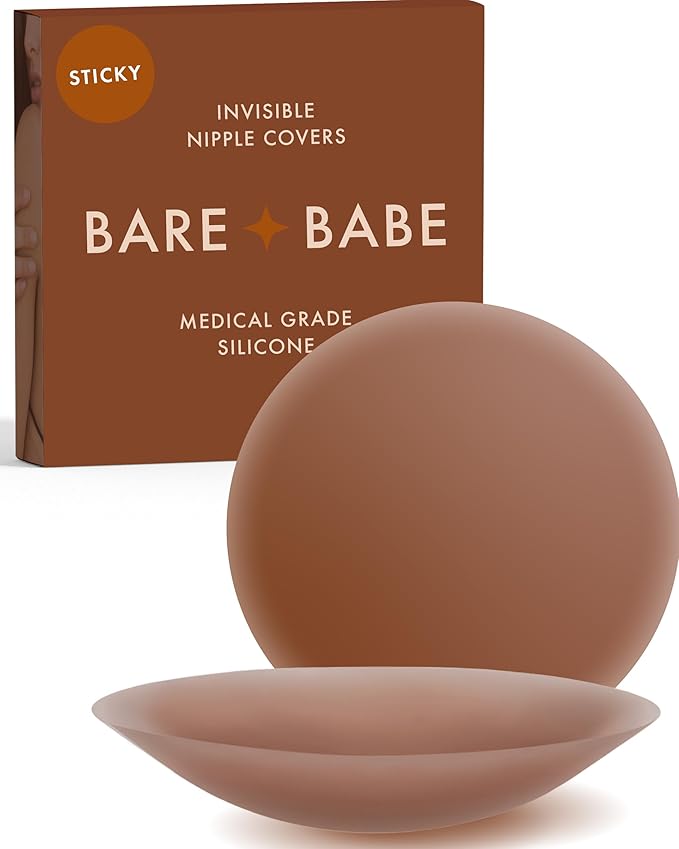 Reusable Silicone Nipple Covers - Waterproof, Nude, 4 Shades - Sticky Breast Stickers for Strapless Dress