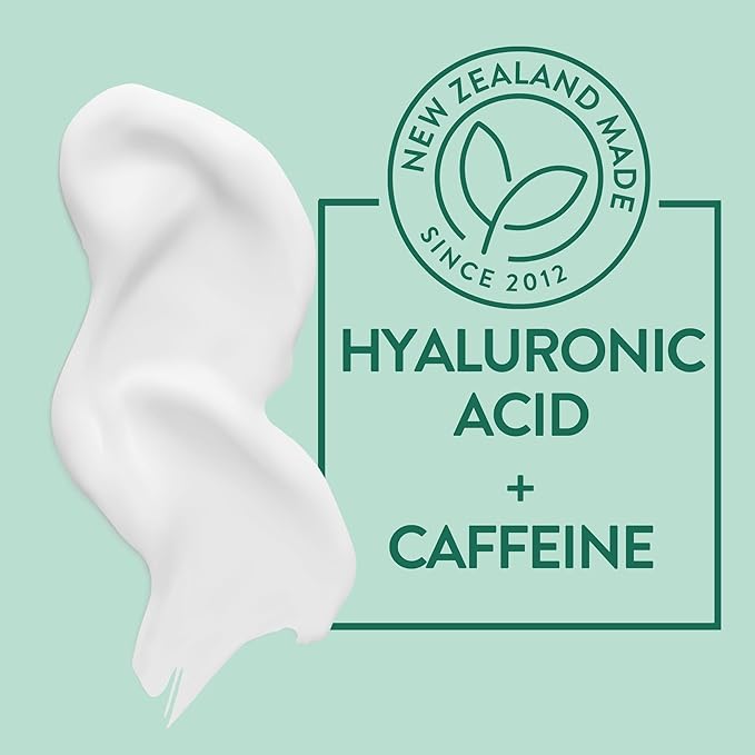 By Nature Botanicals Hyaluronic Acid & Caffeine Under Eye Cream - Firming & Refreshing Eye Cream for Dark Circles - Skincare from New Zealand - .5oz