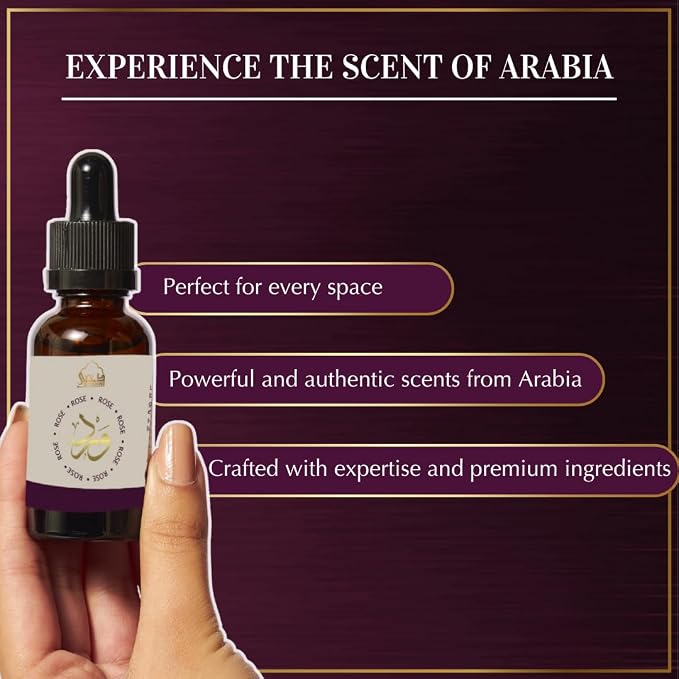 Dukhni Rose Fragrance Oil | 30ml Floral Diffuser Oil for Diffuser & Humidifier | Relaxing Rose Essential Oil for Home Aromatherapy & Room Fragrance | Long-Lasting Aroma, Alcohol -Free