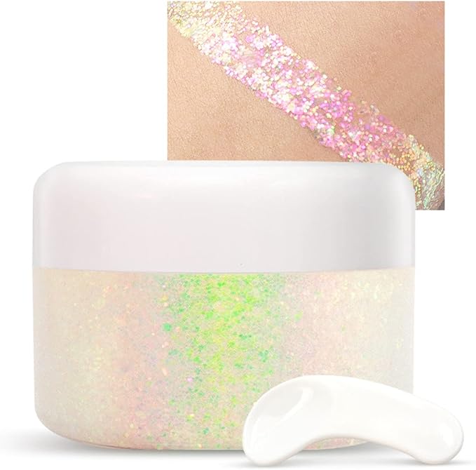 Holographic Body Glitter Gel for Body Face Hair Lip Makeup, Sparkling Glitter Long-Lasting Waterproof Liquid Sequins for Women Girls Perfect for Music Festival Halloween Concerts Art Party(02)