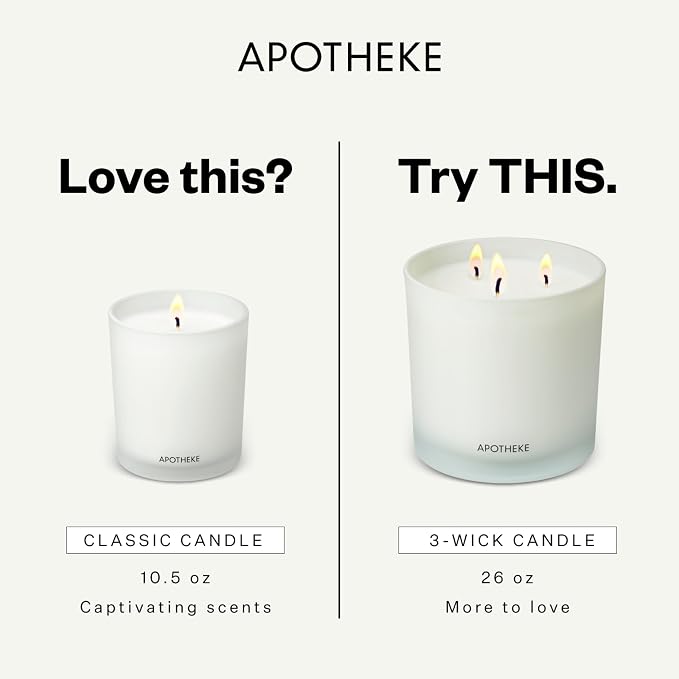 Apotheke 3-Wick Scented Candles for Home, Hinoki Lavender - 26 oz Soy Wax Jar Candle Gift for Women - Long-Lasting Fragrance with Perfume-Grade Essential Oils - Lavender, Lotus Flower, Hinoki Cypress