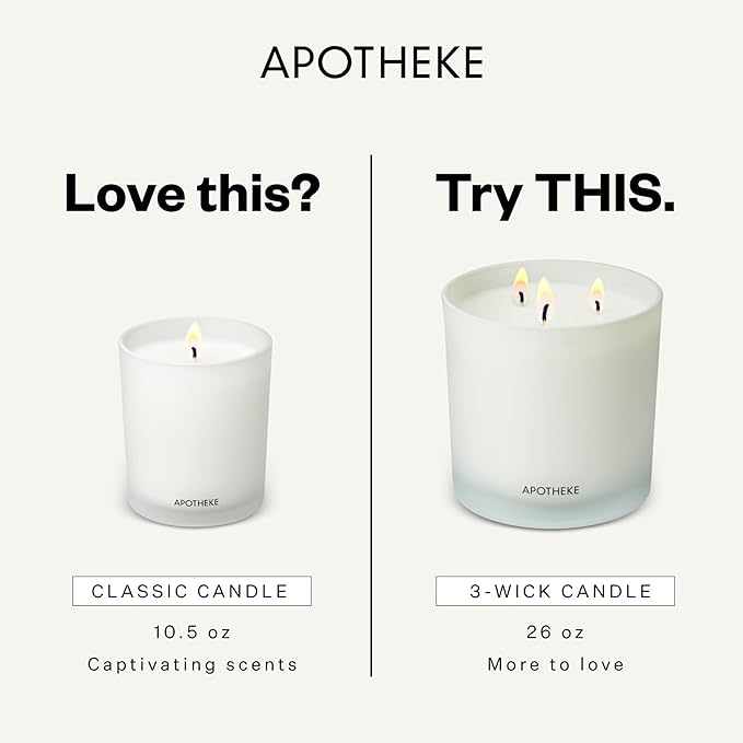 Apotheke 3-Wick Scented Candles for Home, Charcoal - 26 oz Soy Wax Jar Black Candle Gift for Women - Long-Lasting Fragrance with Perfume-Grade Essential Oils - Cedarwood, Sandalwood, Oud & Amber