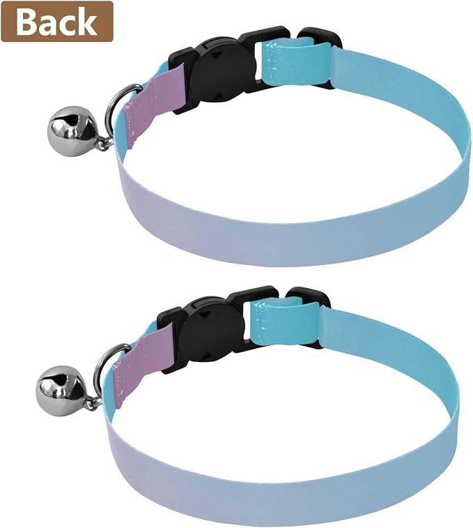 Teal Gradient Blue Pink Cat Collar 2 Pack Lightweight Small Dog Collar Adjustable Length 10.6" to 17.1"
