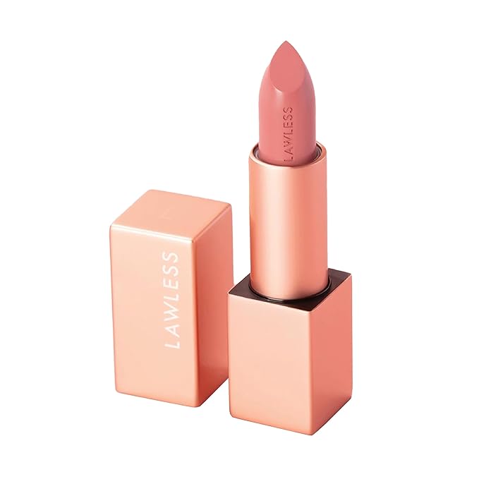 Lawless Women's Forget the Filler Lip-Plumping Line-Smoothing Satin Cream Lipstick, Little Lady Daisy, Pink, 0.1 Ounce