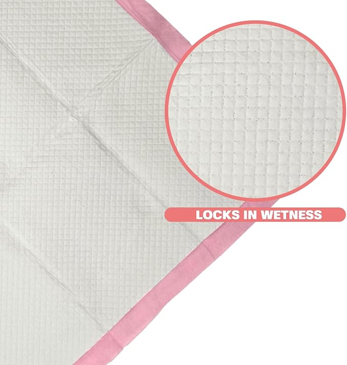 Heavy Duty Pink Puppy Pee Pads 22 x 22 Inch 50 Count Dog Traing Pads | Leak-Proof Quick Absorb 6-Layer Design for Pet Potty Training, Ideal for Puppies, Cats, Rabbits, and Guinea Pigs