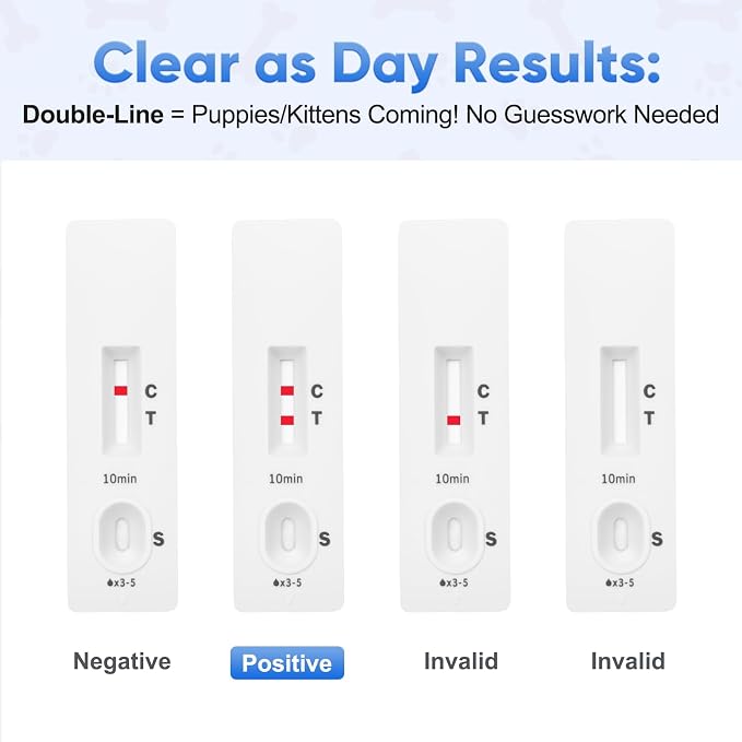 Dog & Cat Pregnancy Test – Pet Pregnant Blood Relaxin Detection | Professional-Grade Accurate Early Test at Home，5-Minute Results with Easy to Read，Painless Design for Breeders & Pet Owners