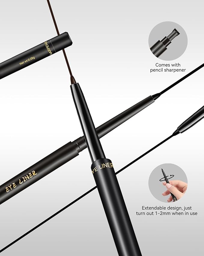 Brown Gel Eyeliner for Mature Women, Waterproof Smudge-proof Gel Eyeliner Pencil,Long Lasting Cream Matte Eye Liner Pen Retractable Eyebrow Makeup Pen with Built-in Sharpener for Older Women 1 Pc