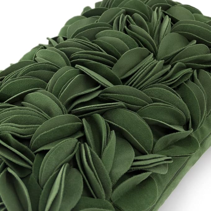 KINGROSE 3D Flower Throw Pillow Cover Solid Decorative Accent Pillow Case Soft Cushion Cover for Sofa Couch Chair Bed 12 x 20 Inches Grass Green