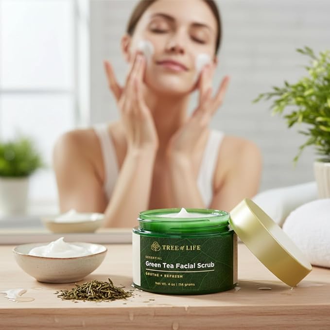Tree of Life Beauty Exfoliating Facial Scrub with Antioxidants | Face Scrub with Green/White Tea Extract, 4 Oz