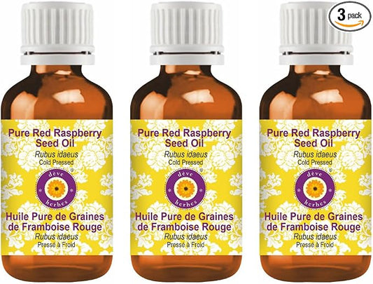dève herbes Pure Red Raspberry Seed Oil (Rubus idaeus) Cold Pressed (Pack of Three) 100ml X 3 (10 oz)