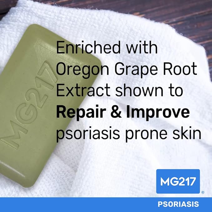 MG217 Psoriasis Dead Sea Exfoliating Bar Soap, Repair & Protect with Dead Sea Salt, Oregon Grape Root Extract, Oatmeal for Psoriasis Skincare, 5oz