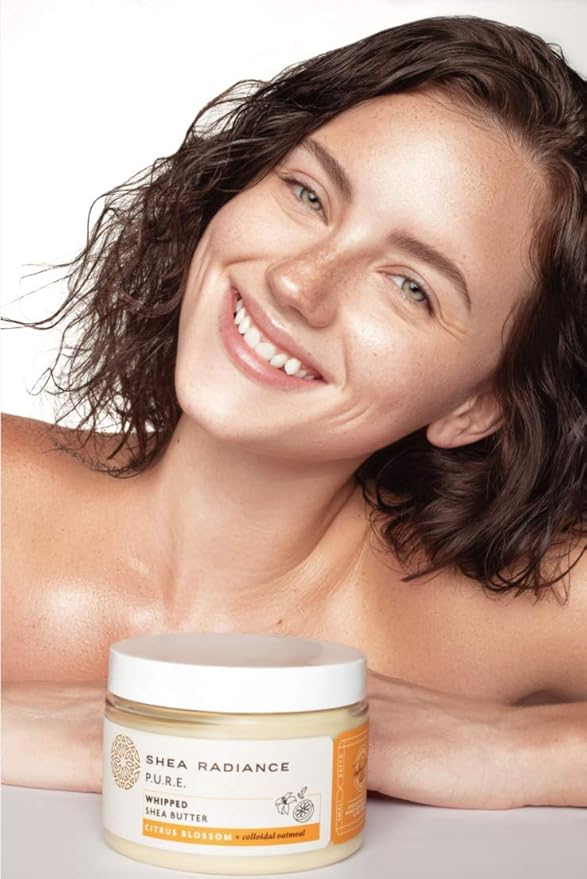Shea Radiance P.U.R.E. Whipped Shea Butter with Colloidal Oatmeal - Whipped Body Butter Blended with Skin Soothing Oatmeal & Moisturizing Rice Bran Oil | Citrus Blossom (5 oz)