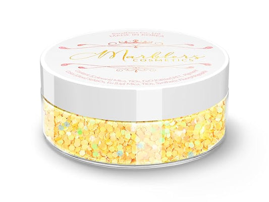 MARBLERS Mermaid Shaped Face & Body Glitter [Yellow] 0.18oz (5g) | Chunky | Chopped | Flake | Non-Toxic | Vegan | Cruelty-Free | Festival, Rave & Party Makeup | Eye, Hair, Nail Polish, Eyeshadow
