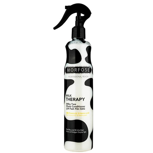 Morfose Professional Two Phase Leave-in Conditioner for Dry, Damaged, or Brittle Strands, Repairs and Protects, Damage, and Split Ends, 13.52 Fl Oz (Milk Therapy)