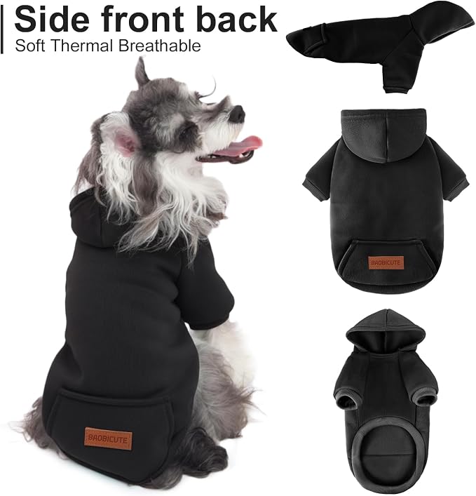 2 Pack Dog Hoodie Warm Hood Dog Sweater Cold Weather Small Dogs Sweatshirt Comfort Pet Clothes for Small Medium Dogs with Pockets Cats Chihuahua Clothes for Male Female Girl Boy Sporty Daily Wear