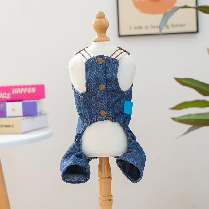 Dog Stylish Overalls Comfortable Puppy One Piece Outfits Summer Bib Overalls for Small Dogs Cute Pet Jumpsuit Onesie Chihuahua Yorkies Birthday Holiday Clothes Costume