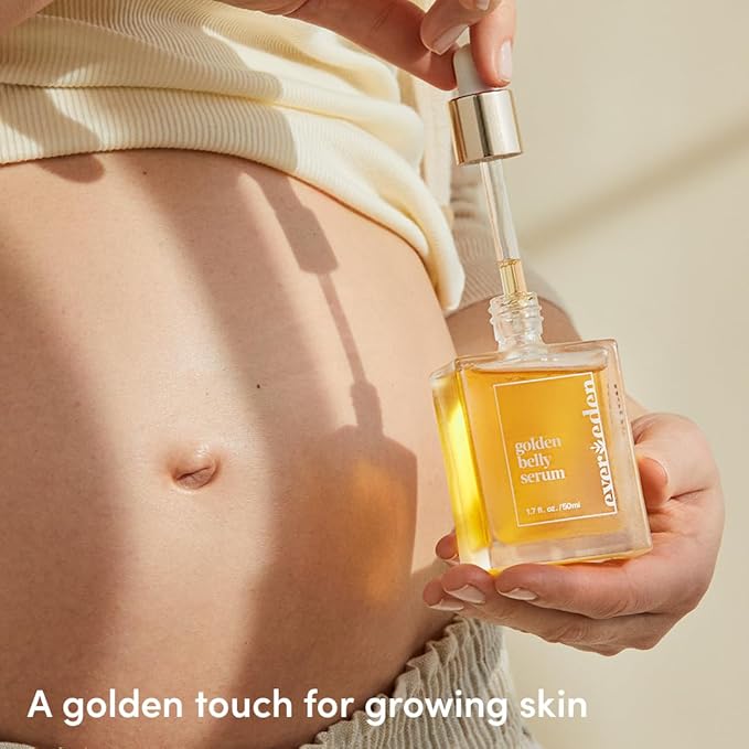 Evereden Golden Belly Serum, 1.7 fl oz. | Clean & Vegan Women's Belly Oil for Pregnancy and Postpartum | Clean Maternity Skincare | Non-Toxic Stretch Mark Oil
