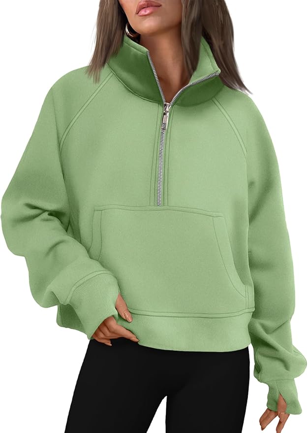AUTOMET Womens Sweatshirts Half Zip Fleece Pullover Fall Outfits | Fall Fashion Clothes 2026,Cropped Sweatshirts,Cute Y2k Tops,Quarter Zipper Sweater,Winter Loungwear Outfits