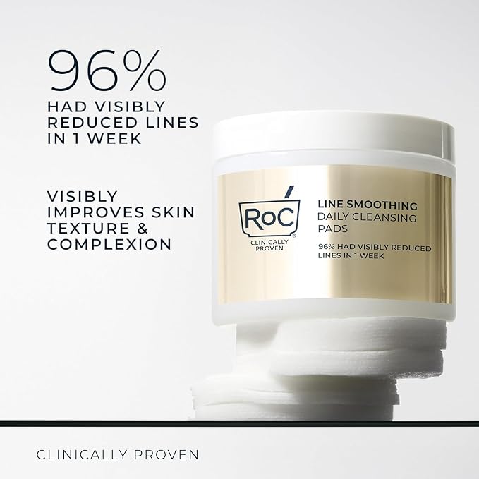 RoC Resurfacing Disks, Hypoallergenic Exfoliating Makeup Remover Pads for Wrinkles and Skin Tone, Hypo-Allergenic Skin Care, Oil-Free Daily Cleanser, 28 Count (Packaging May Vary)