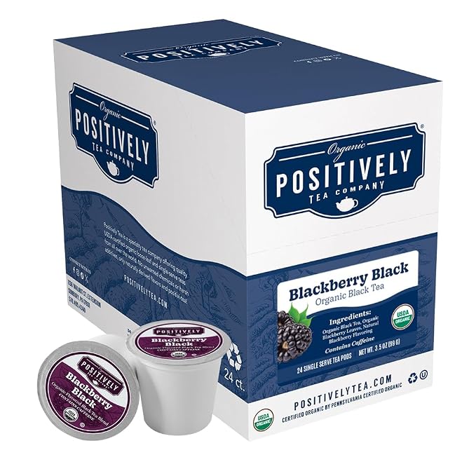 Organic Positively Tea Company, Blackberry Black Tea, K-Cup Compatible, 96 Pods