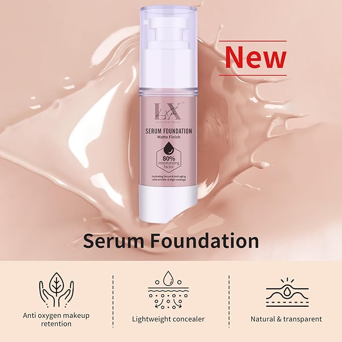 Moisturizing Foundation with 1% Hyaluronic acid, Deep Hydration & High Coverage Serum Foundation for A Smooth & Satin Finish, 403 Deep