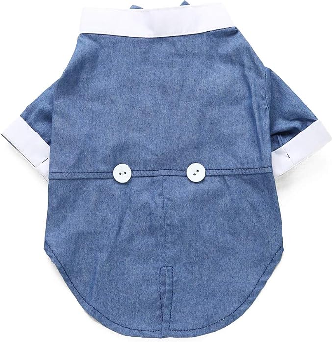 GabeFish Pets Wedding Jackets Suit for Dogs with Bow Tie Puppy Cat Formal Clothes Shirt Tuxedo (Blue, L (Chest 17.3in/44cm)