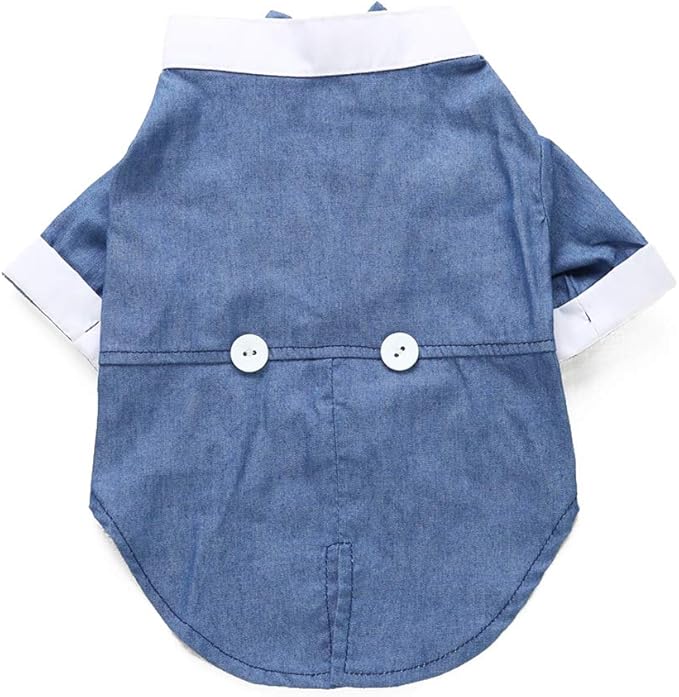 GabeFish Pets Wedding Jackets Suit for Dogs with Bow Tie Puppy Cat Formal Clothes Shirt Tuxedo (Blue, S (Chest 12.9in/33cm)