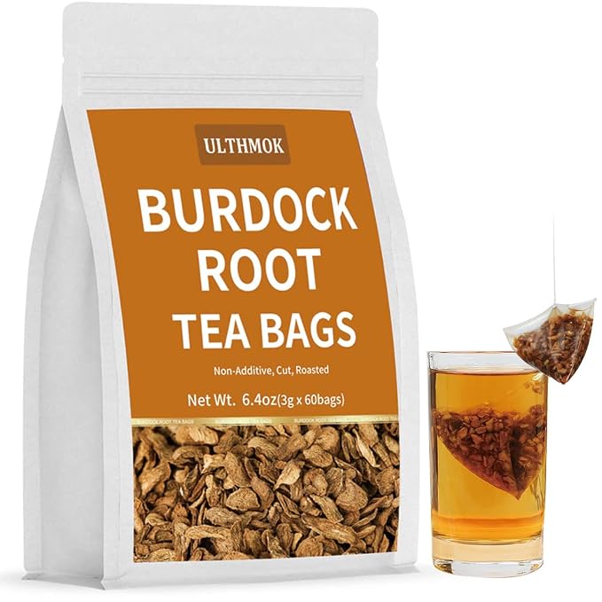 Premium Burdock Root Tea Bags,60 Tea Bags/6.4Oz.100% Natural Burdock Tea,No Additives,Caffeine Free.