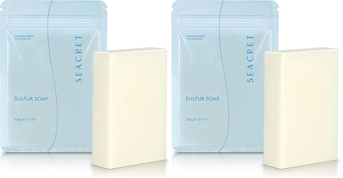 SEACRET Sulfur Soap Bar for Face & Body - Nature-Powered Sulfur Cleanser for Radiant Skin, Sulfur Skin Care, Sulfur Bar Soap, Sulfur Soap (Pack of 2)