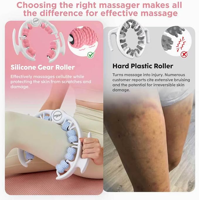 Cellulite Manual Massager for Legs & Thighs - Lymphatic Drainage Tool, Handheld Fascia Blaster for Deep Tissue, Body Sculpting Cellulite Remover(Pink)
