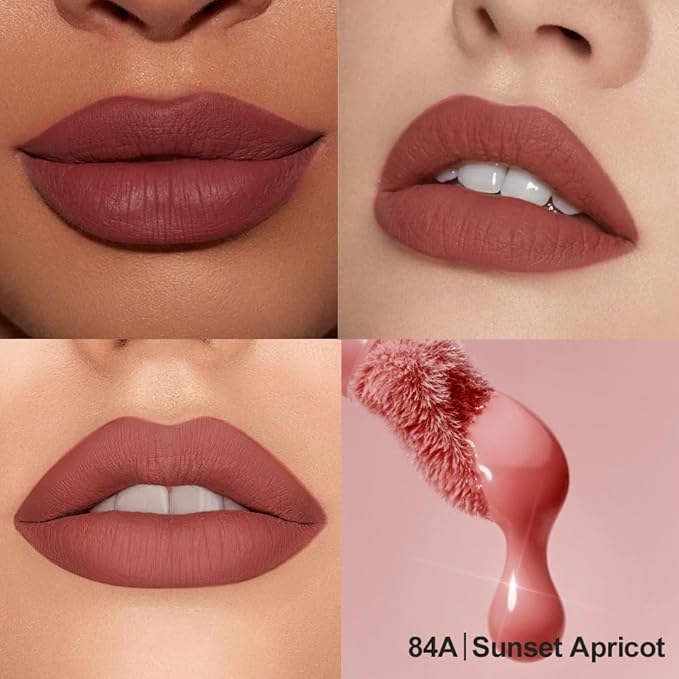 Velvet Matte Lip Stain – Long Lasting Waterproof Liquid Lipstick, Transfer-Proof Lightweight Lip Gloss, Non-Sticky Soft Matte Lip Tint with High Pigment, Smudge-Proof Lip Stain for All-Day Wear #84A