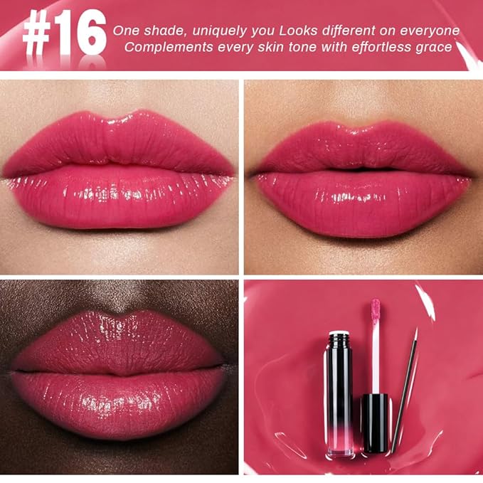 evpct Hot Pink Shiny Glossy Longwear No-Budge Liquid Lip Color Lipstick Makeup, Highly Pigmented Color Instant Shine, Waterproof Long Lasting Lipstick for Women, Lip Stain Gloss with Lip Liner Brush
