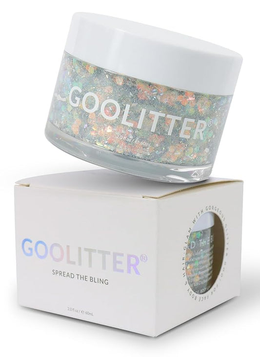 Face, Body & Hair Holographic Clear White Glitter Gel [Snowy Cloud] 2oz (60mL) | Chunky | K-Beauty | Halloween, Festival, EDM, Rave, Party, Concert, Costume Makeup| Vegan, Cruelty Free