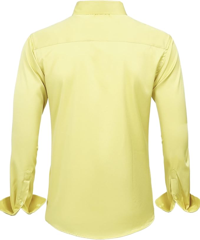 J.VER Men's Dress Shirts Solid Long Sleeve Stretch Wrinkle-Free Formal Shirt Business Casual Button Down Shirts
